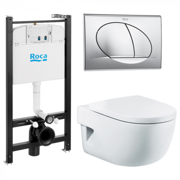 Для спорта и фитнеса 1 - Комплект Roca Meridian Compact 893104110 система инсталляции+подвесной унитаз+сиденье с механизмом Soft-Closing+смывная клавиша, хром купить