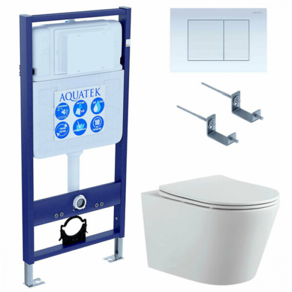 Для спорта и фитнеса 1 - Комплект SET AQUATEK ВЕГА-009 (рама Standard INS-0000012 с звукоизоляционной прокладкой+крепеж KKI-0000002+кнопка KDI-0000009+унитаз Вега AQ1905-00 с сиденьем) купить